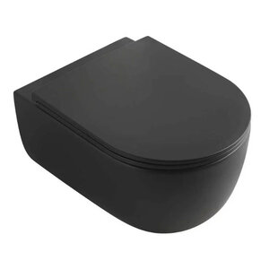 Изображение товара Унитаз подвесной Veconi Rino VRI-49TB, безободковый, смыв торнадо, с сиденьем микролифт, цвет черный матовый
