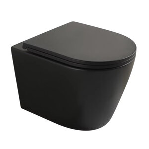 Изображение товара Унитаз подвесной Veconi Ando VAN-48TB, безободковый, смыв торнадо, с сиденьем микролифт, цвет черный матовый