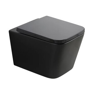 Изображение товара Унитаз подвесной Veconi Pulo VPU-51TB, безободковый, смыв торнадо, с сиденьем микролифт, цвет черный матовый