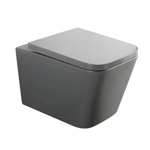 Изображение товара Унитаз подвесной Veconi Pulo VPU-51TGR, безободковый, смыв торнадо, с сиденьем микролифт, цвет серый матовый