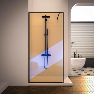 Изображение товара Душевая стенка Veconi Korato KR81BC-90-09-C8 90 см стекло хамелеон Easy Clean черный профиль