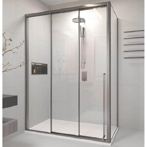 Изображение товара Душевой уголок Veconi Premium Prato PR3/L-SP-130100-G-C4/PR3/R-SP-130100-01-G-C4, 130 x 100 см, левый/правый, стекло прозрачное, профиль брашированный графит