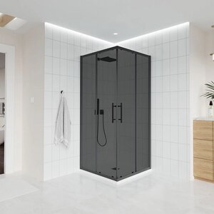 Изображение товара Душевой уголок Veconi Evo 300 B, E3-B-11080-12-C9, 110 x 80 см, стекло тонированное матовое, профиль черный матовый