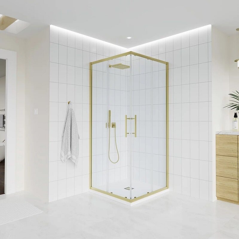 Изображение товара Душевой уголок Veconi Evo 300 G 90x90 см прозрачное стекло золото брашинг