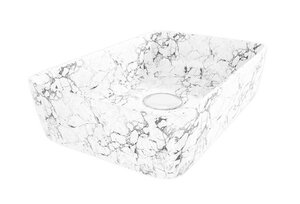 Изображение товара Раковина Corpa Nera Grossi CN50294, 50 см, прямоугольная, накладная, фарфор, белый мрамор