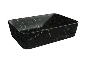 Изображение товара Раковина Corpa Nera Grossi CN50295 50 см накладная фарфор черный мрамор
