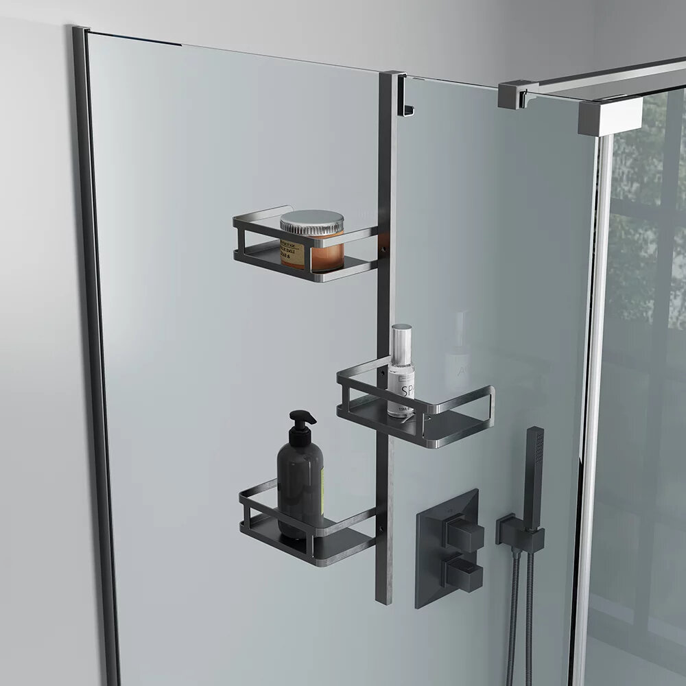Изображение товара Полка для душевого ограждения Veconi Moderno MD-GR-C9 графит нержавеющая сталь