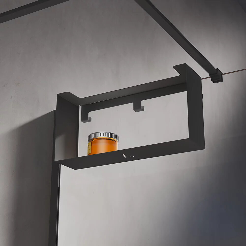 Изображение товара Полка для душевого ограждения Veconi Loft, LF-B-C9, черная матовая Изображение товара Полка для душевого ограждения Veconi Loft, LF-B-C9, черная матовая