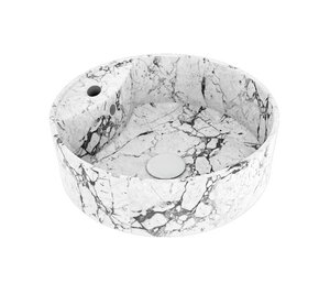 Изображение товара Раковина Corpa Nera Bosso CN50193 40 см круглая фарфор белый мрамор