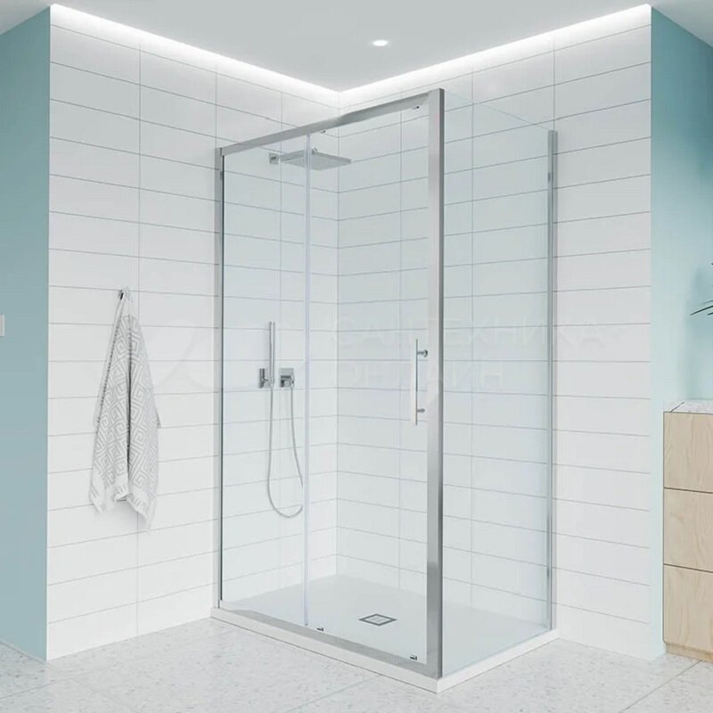 Изображение товара Душевой уголок Veconi Evo 100SP CH 150x120 см с прозрачным стеклом хром профиль