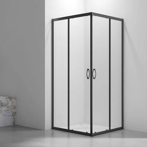 Изображение товара Душевой уголок Veconi Rovigo RV101B-90-01-C4, 90 x 90 см, стекло прозрачное, профиль черный матовый