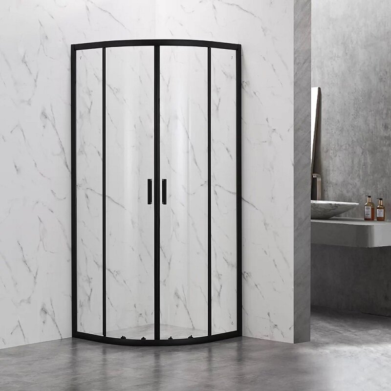 Изображение товара Душевой уголок Veconi Rovigo RV202B 90x90 см с прозрачным стеклом и черным профилем