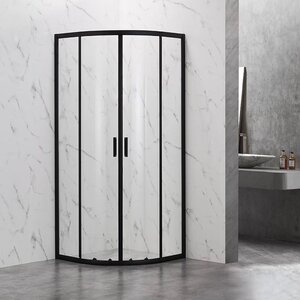 Изображение товара Душевой уголок Veconi Rovigo RV202B-90-01-C4, 90 x 90 см, стекло прозрачное, профиль черный матовый