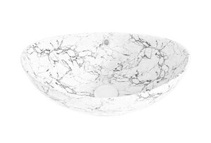 Изображение товара Раковина Corpa Nera Rossini CN50498 60 см накладная фарфор белый мрамор