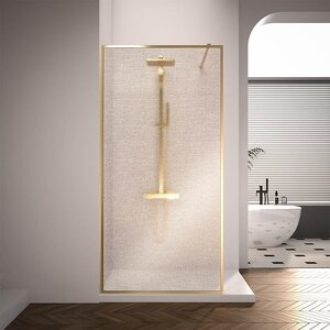 Изображение товара Душевая стенка Veconi Korato KR81GL-120-10-C8, 120 см, брашированное золото, Easy Clean