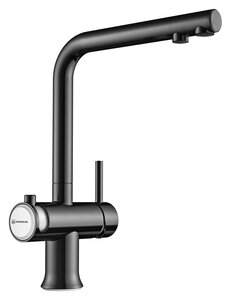 Изображение товара Смеситель Omoikiri Hotaru GM-WH 4994053 для кухни под фильтр, воронёная сталь, gunmetal с белым