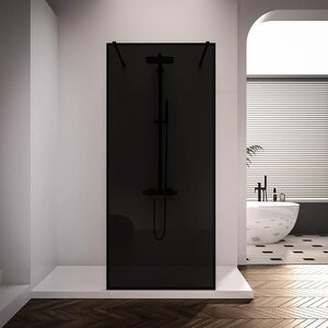 Изображение товара Душевая стенка Veconi Korato KR90BB-110-11-C4, 110 см, со свободным входом, стекло черное, профиль черный матовый