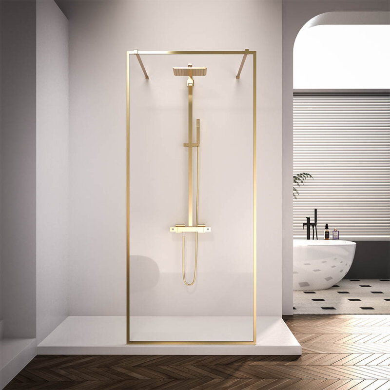 Изображение товара Душевая стенка Veconi Korato KR90G-110-01-C4 110 см золото брашированное стекло 8 мм