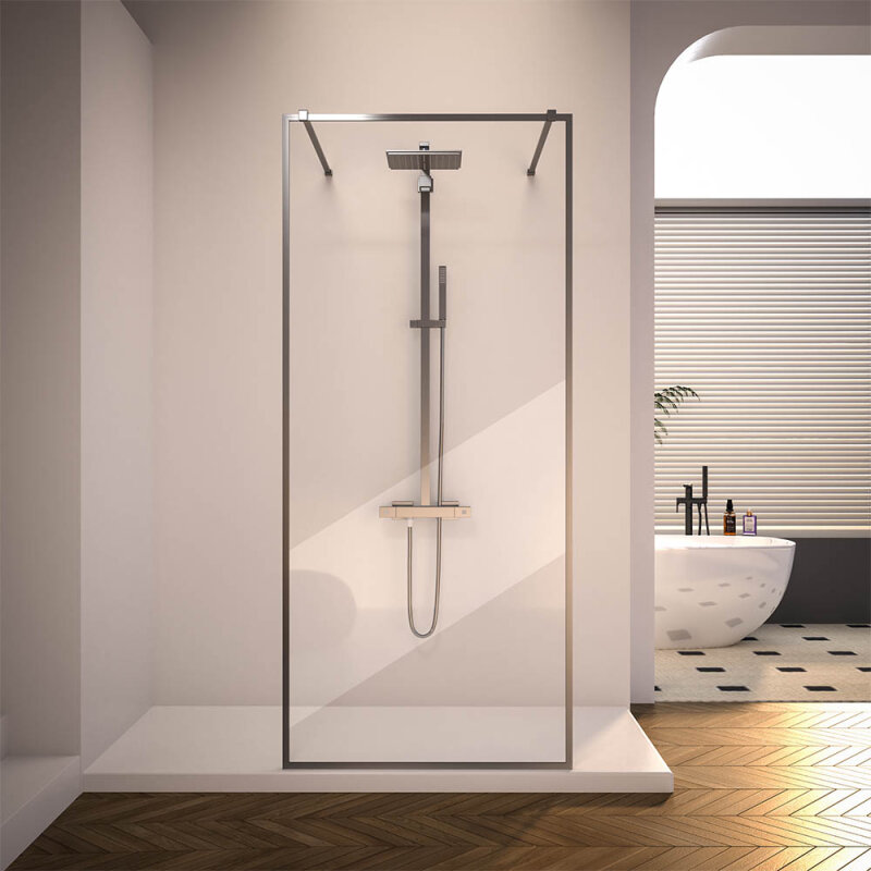 Изображение товара Душевая стенка Veconi Korato KR90GR-120-01-C4 120x200 см прозрачное стекло графит брашированный про