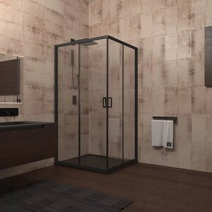 Изображение товара Душевой уголок Veconi Rovigo RV13-120-01-C5, 120 x 120 см, стекло прозрачное, профиль черный матовый