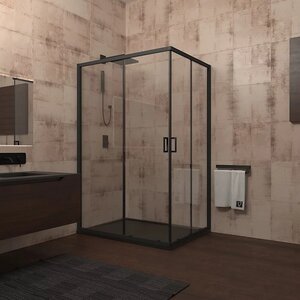 Изображение товара Душевой уголок Veconi Rovigo RV14-11080-01-C5, 110 x 80 см, стекло прозрачное, профиль черный матовый