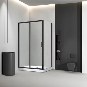 Изображение товара Душевой уголок Veconi Rovigo RV046B-105110-01-C5, 105 x 110 см, стекло прозрачное, профиль черный матовый