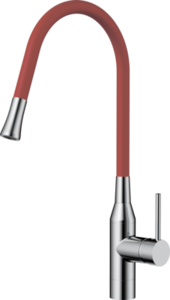 Изображение товара Смеситель Omoikiri Yatomi-BN-R 4994248 латунь/нержавеющая сталь/красный шланг