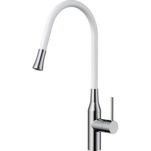 Изображение товара Смеситель Omoikiri Yatomi-BN-WH 4994250 латунь/нержавеющая сталь/белый шланг