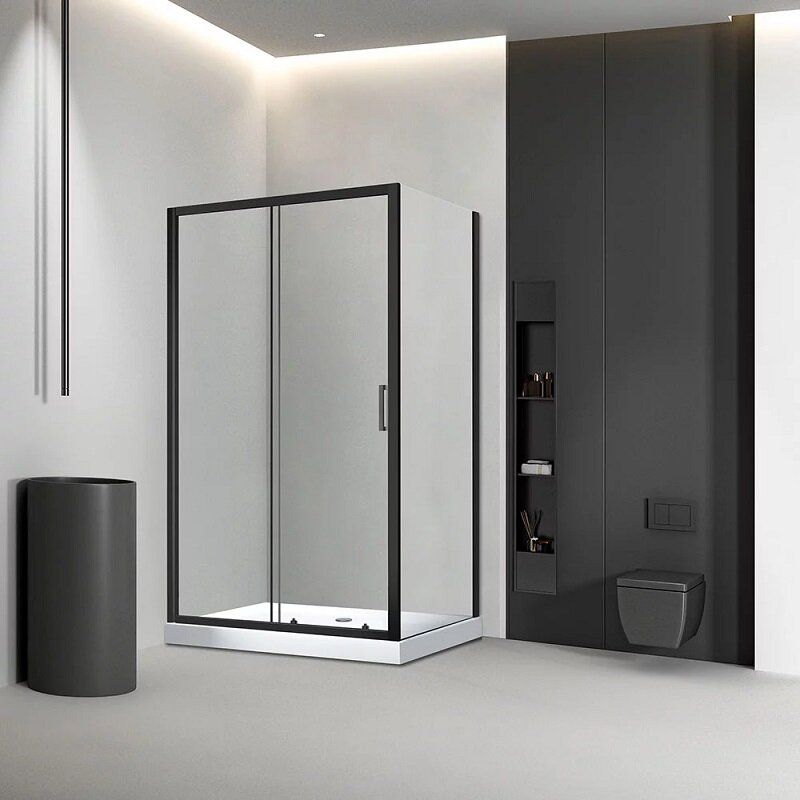 Изображение товара Душевой уголок Veconi Rovigo RV046B 125x120 см прозрачное стекло черный матовый профиль