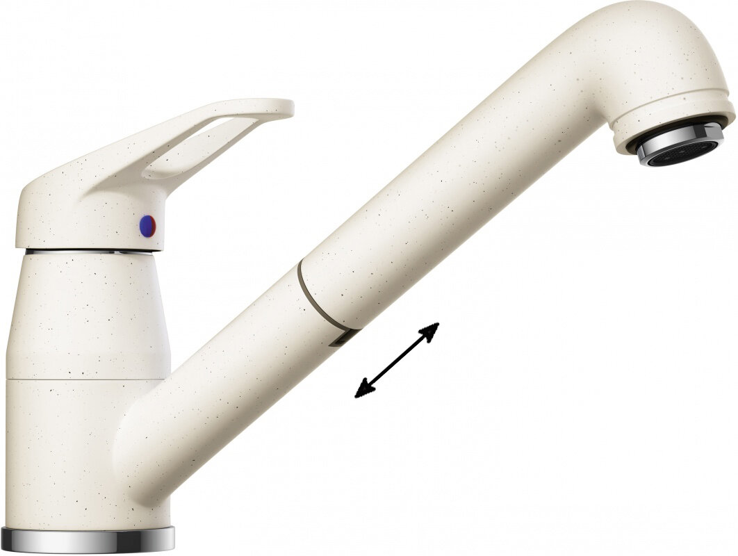 Изображение товара Смеситель для кухни Omoikiri Tateyama-S WH 4994138 с выдвижным изливом белый хром