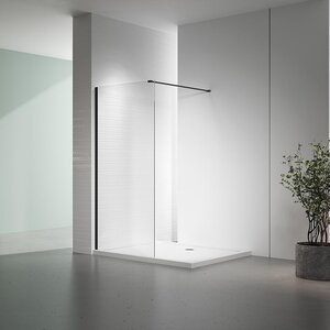 Изображение товара Душевая стенка Veconi Korato KR72B-80-01-C7, 80 см, свободный вход, стекло прозрачное, профиль черный матовый