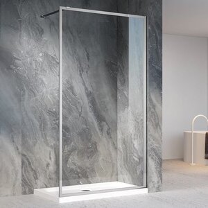 Изображение товара Душевая стенка Veconi Korato KR81-100-01-C8, 100 см, свободный вход, Easy Clean, стекло прозрачное, профиль хром