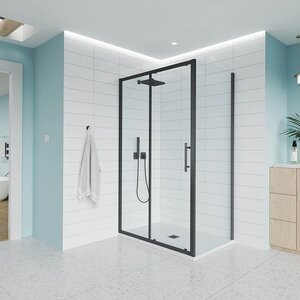 Изображение товара Душевой уголок Veconi Evo 100SP B 150x70 см с прозрачным стеклом и черным профилем