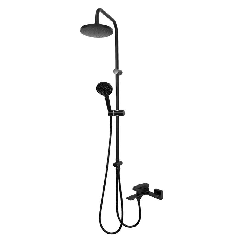 Изображение товара Душевая система Orange Lutz M04-932b черный матовый с фиксированным изливом и трехрежимным душем