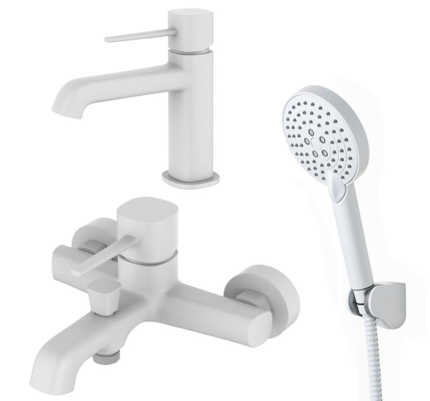 Изображение товара Комплект смесителей Orange Karl M05-311w белый для ванной и душа