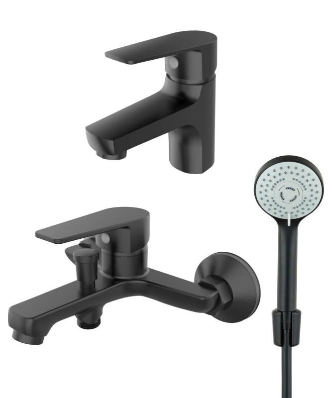 Изображение товара Комплект смесителей Orange Loop M26-311b, черный матовый