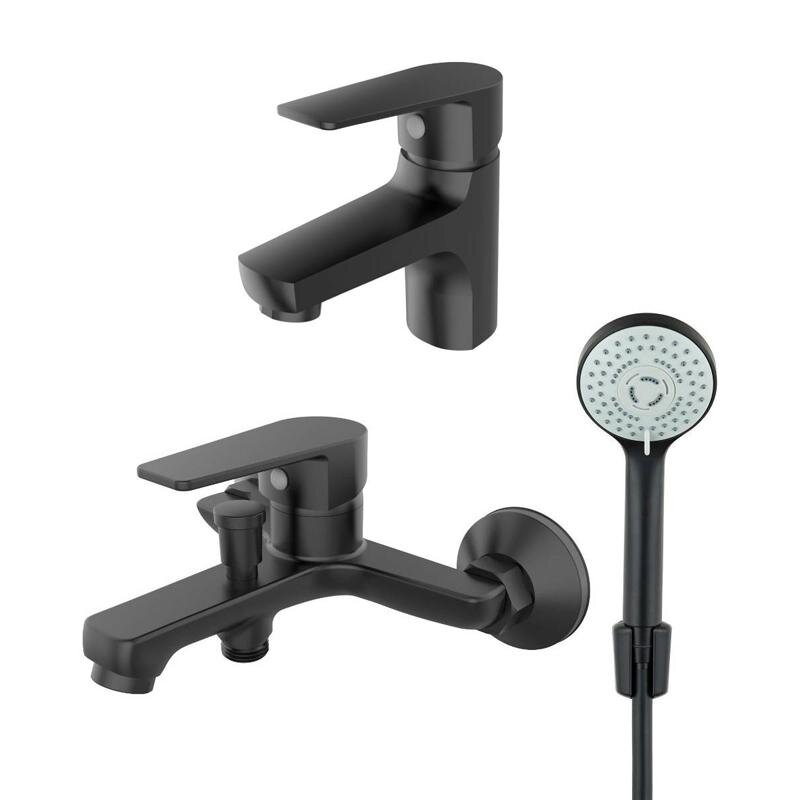 Изображение товара Комплект смесителей Orange Loop M26-311b черный матовый для ванной и раковины