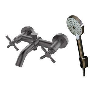 Изображение товара Смеситель для ванны и душа Orange Mia M34-300gr, с душевым набором, графит матовый