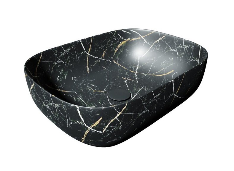Изображение товара Раковина Corpa Nera Viotti CN50394 50 см накладная фарфор черный мрамор