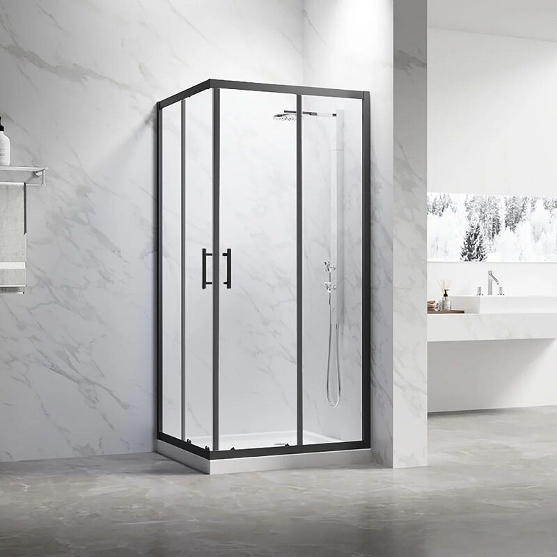 Изображение товара Душевой уголок Veconi Rovigo RV27B-10080-01-C8 черный матовый 100x80 см