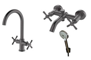 Изображение товара Комплект смесителей Orange Mia M34-381gr, графит матовый