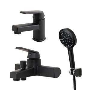 Изображение товара Комплект полимерных смесителей OneLife, черный матовый, P02-311b