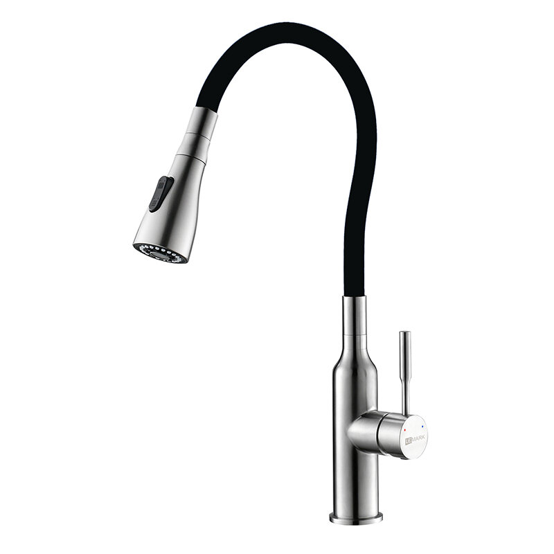 Изображение товара Смеситель Lemark Expert LM5082S-Black для кухни с гибким изливом, хром/черный