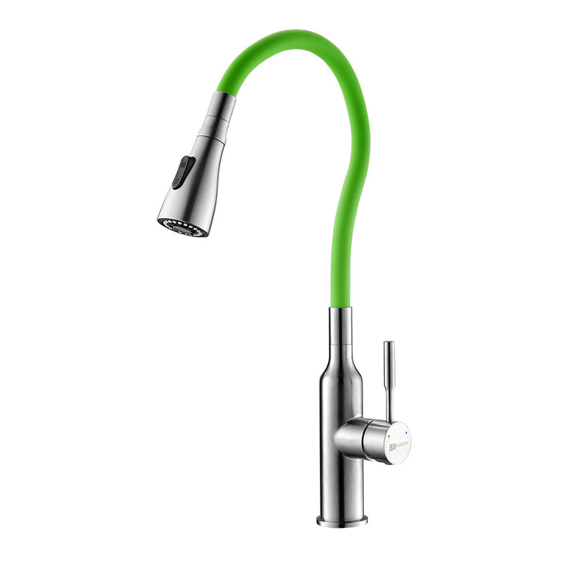 Изображение товара Смеситель Lemark Expert LM5082S-Green для кухни с гибким изливом хром зеленый