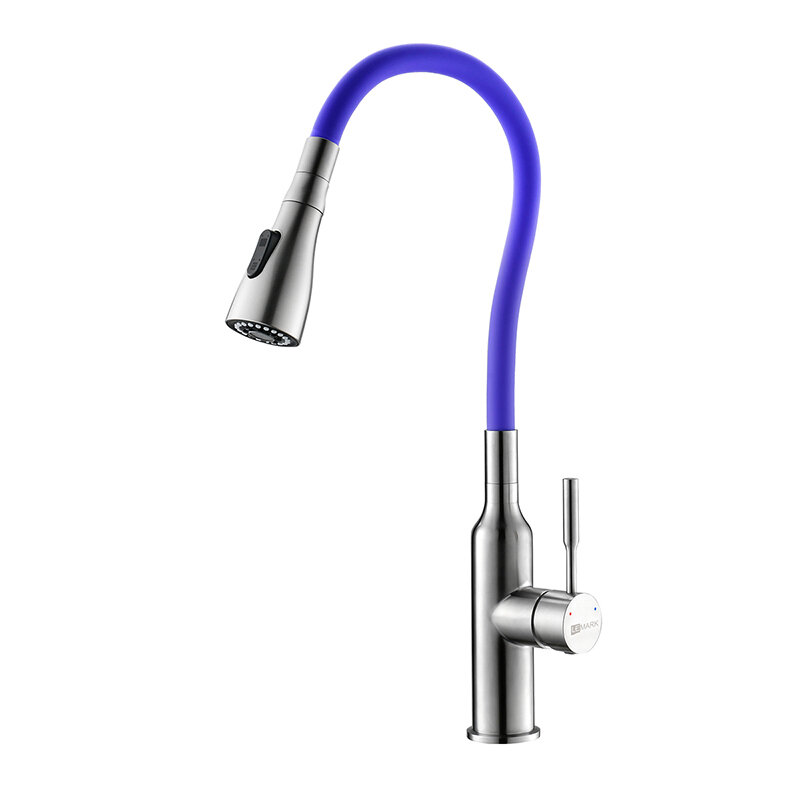 Изображение товара Смеситель Lemark Expert LM5082S-Violet для кухни с гибким изливом хром фиолетовый