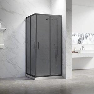 Изображение товара Душевой уголок Veconi Rovigo RV27B-100100-05-C8, 100 x 100 см, стекло тонированное, профиль черный матовый