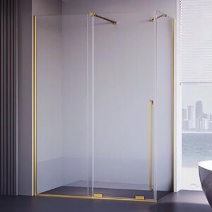 Изображение товара Душевой уголок Veconi Premium Trento PTC50-SP-10080-G-01-C4, 100 x 80 см, стекло прозрачное, профиль золото брашированное
