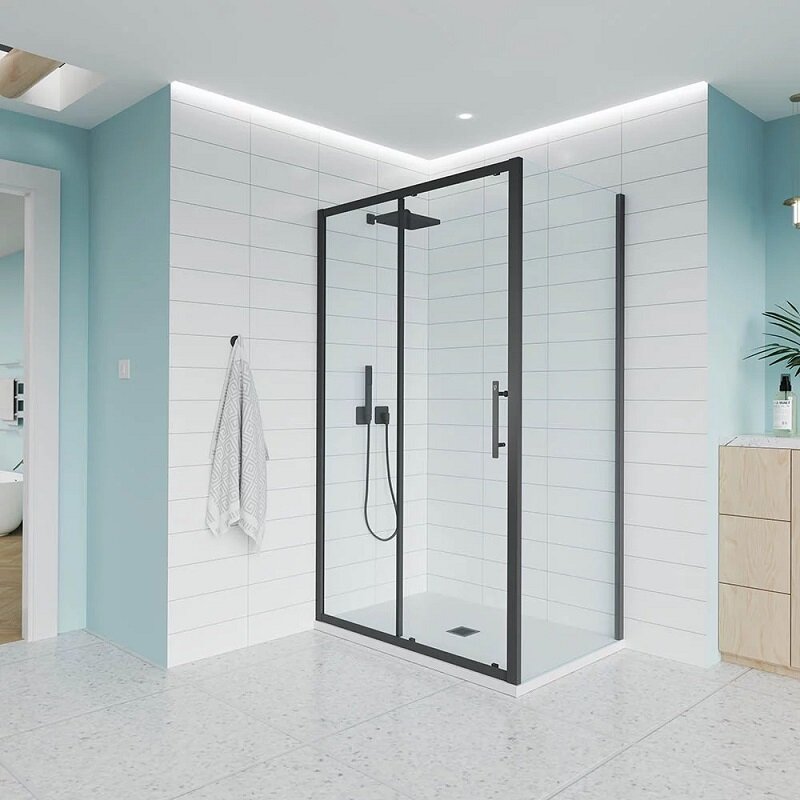 Изображение товара Душевой уголок Veconi Evo 100SP B 170x120 см прозрачное стекло черный матовый профиль