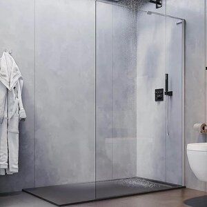 Изображение товара Душевая стенка Veconi Korato KR77-90-01-C8, 90 см, свободный вход, Easy Clean, стекло прозрачное, профиль хром