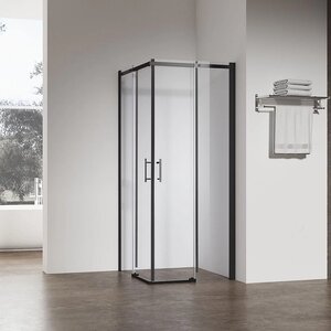 Изображение товара Душевой уголок Veconi Rovigo RV50B-9090-01-C8, 90 x 90 см, стекло прозрачное, профиль черный матовый